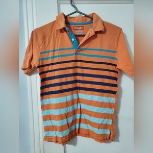 WRANGLER Boys Orange Stripe Polo Shirt Size Large